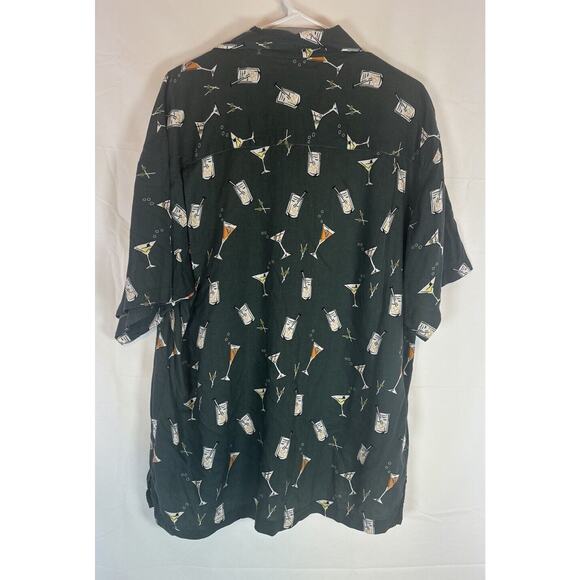 Men’s Utility 100% Rayon Large Party Green Short Sleeve Shirt Button Up Cocktail - Picture 3 of 9